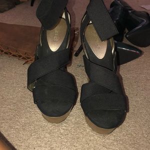Black strap heels